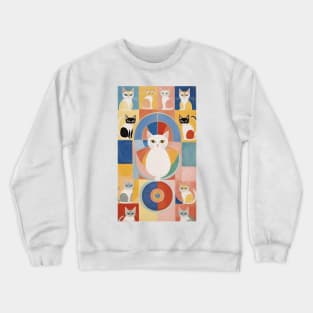 Hilma af Klint's Abstract Feline Wonderland: Whimsical Harmony Crewneck Sweatshirt